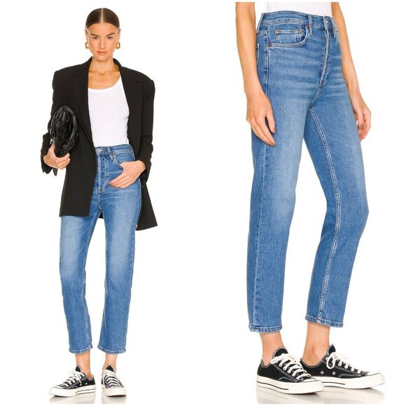 Re/Done Originals 70s Stove Pipe Denim Jeans in Dusted Blue Size 25 LIKE NEW - Picture 2 of 11